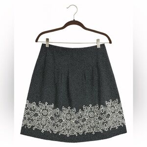 Ann Taylor Loft Skirt Womens Size 0 Black Polka Dot A-Line Lined Cotton Skirt